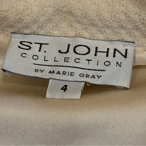 St. John Collection Cream Knit Jacket and Skirt Set - Picture 9 of 16